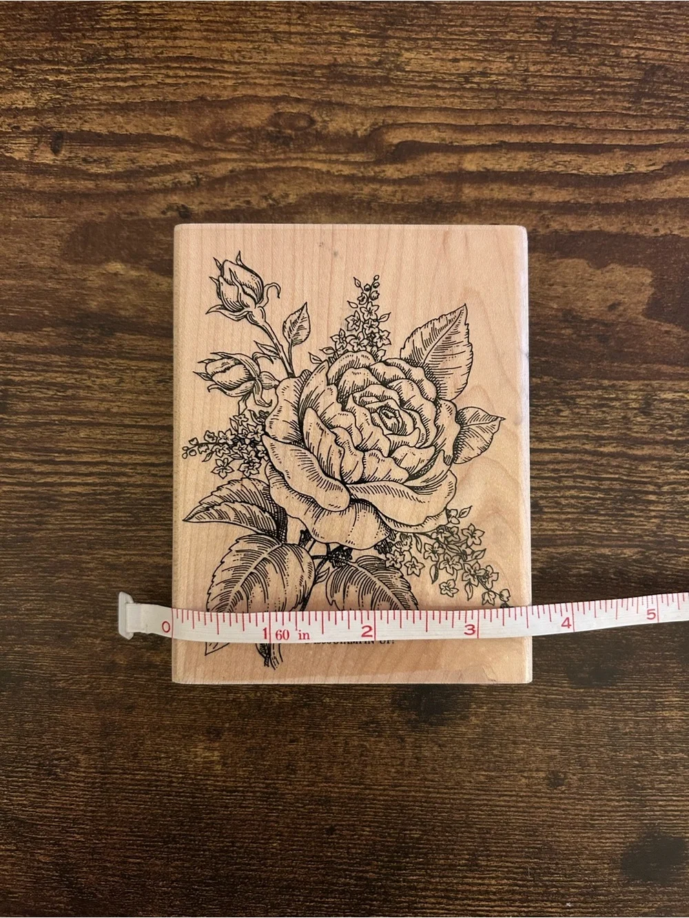 Stampin' Up! “Romantic Rose” 1998 Vintage Wood-Mount Rubber Stamp